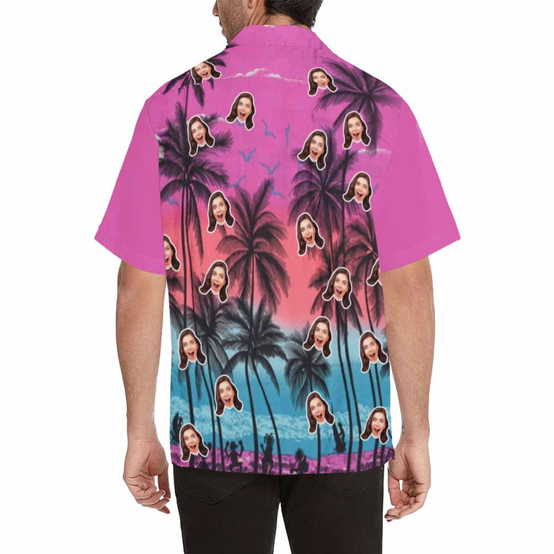 Hawaiian Shirt Custom All Over Print Hawaiian Shirt with Face Coconut Tree Create Your Own Hawaiian Shirt