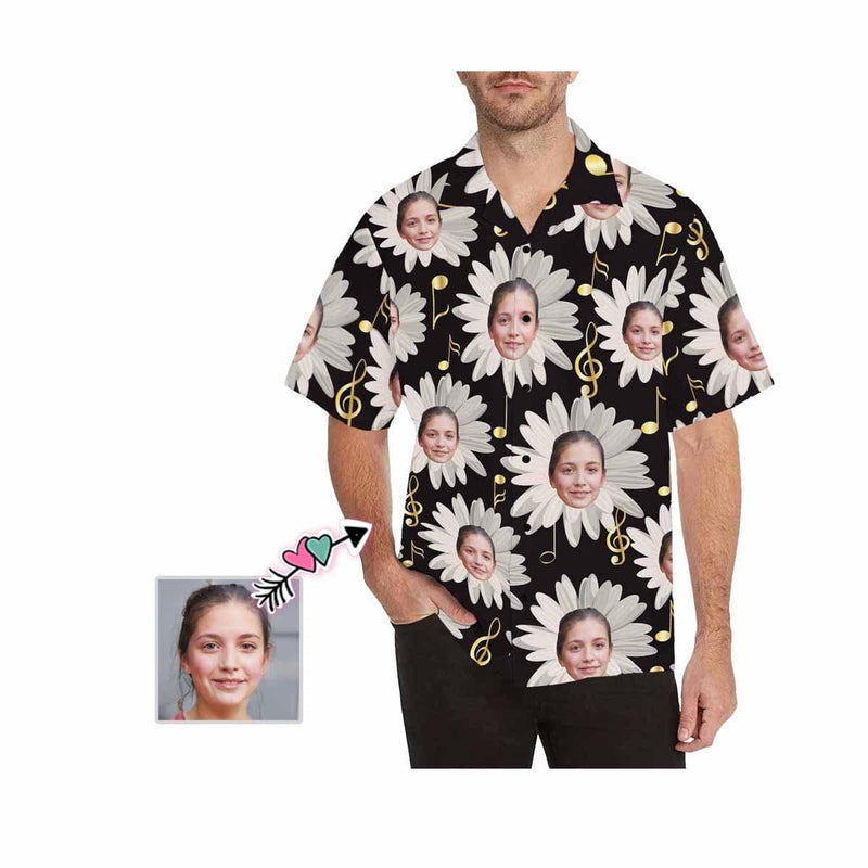 Hawaiian Shirt Custom All Over Print Hawaiian Shirt with Girlfriend Face Chrysanthemum Personalized Photo Tropical Aloha Shirt