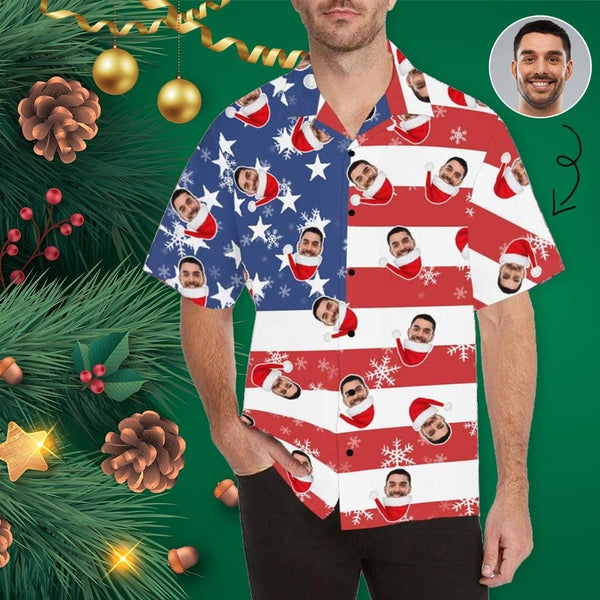 Hawaiian Shirt Hawaiian Shirt Custom Face Christmas Flag