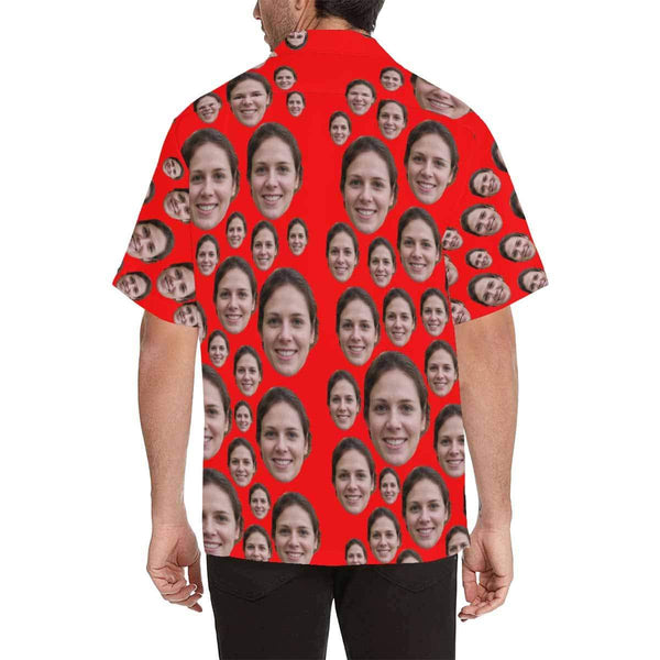 Hawaiian Shirt Hawaiian Shirt Custom Face Lover Red Create Your Own Hawaiian Shirt Face on Shirt Birthday Gift for Him