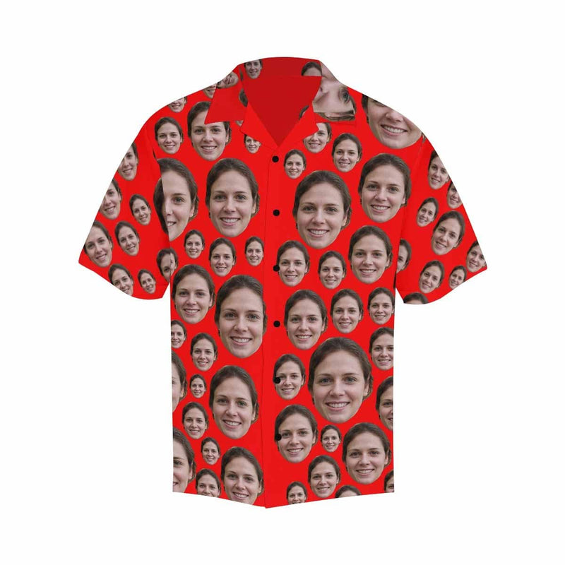 Hawaiian Shirt Hawaiian Shirt Custom Face Lover Red Create Your Own Hawaiian Shirt Face on Shirt Birthday Gift for Him