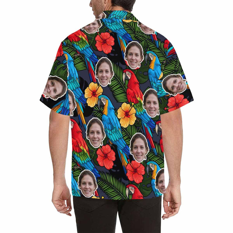 Hawaiian Shirt Hawaiian Shirt Custom Face Parrot Colorful Tropical Aloha Shirt Birthday Vacation Party Gift