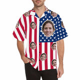 Custom Hawaiian Shirts with Face American Flag Classic Design Personalized Aloha Shirts
