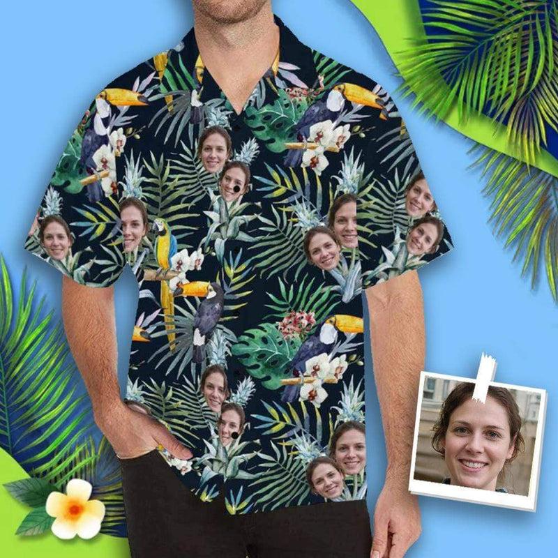test- Hawaiian Shirt Photo Flower Parrot Aloha Shirt