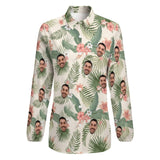 Hawaiian Shirt Custom Women's Face Shirt All Over Print Flower Bush Hawaiian Shirt Vntage Casual Long Sleeve Hawaiian Shirts