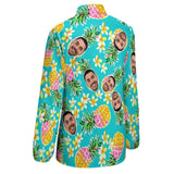 Hawaiian Shirt Custom Women's Face Shirt All Over Print Pineapple Hawaiian Shirts Vntage Casual Long Sleeve Hawaiian Shirts