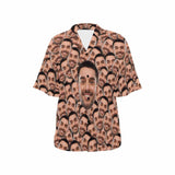 Hawaiian Shirt Custom Face For Lover Women's Hawaiian Shirts All Over Print V Neck Short Sleeve Shirt Gift for Girlfriend Wife