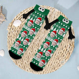 Custom Face Christmas Tree Green Magnetic Holding Hands Socks Suction Funny Big Eye Socks