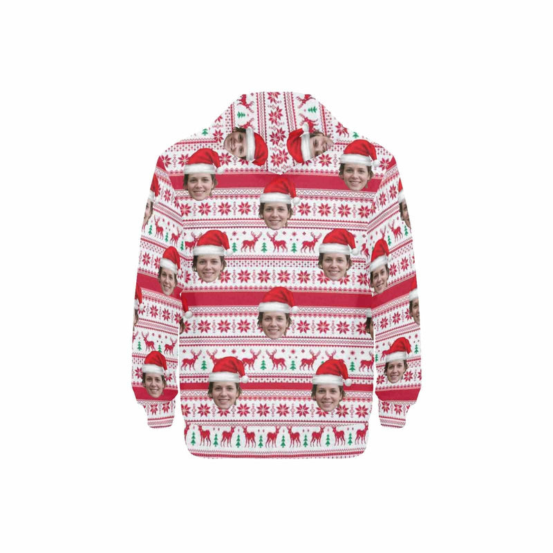[Thickened Fabric] Custom Face Christmas Red Pattern Men's Fleece Thickened Hoodies