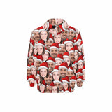 [Thickened Fabric] Custom Seamless Faces Christmas Red Hat Men's Fleece Thickened Hoodies