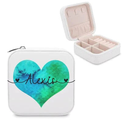 Custom Name Colorful Heart Jewelry Storage Box Jewelry Decorative Trinket Case Travel Jewelry Case Jewelry Organizer for Women Gift
