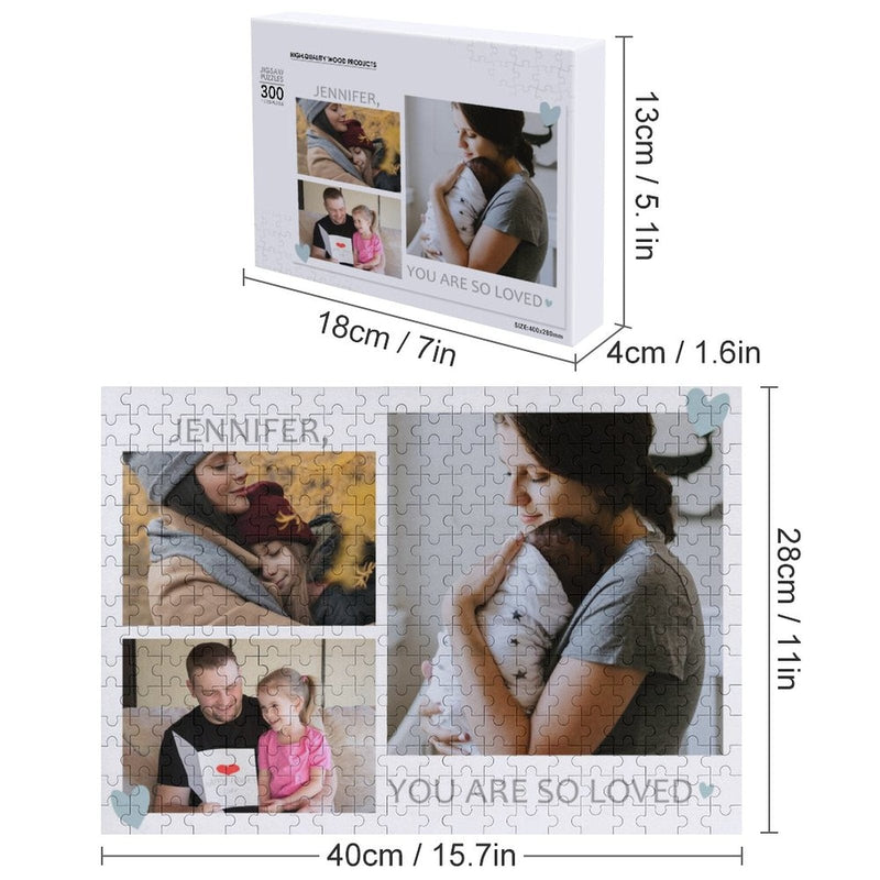 Custom Name & Photo Family Personalized Wooden Picture Jigsaw Puzzle