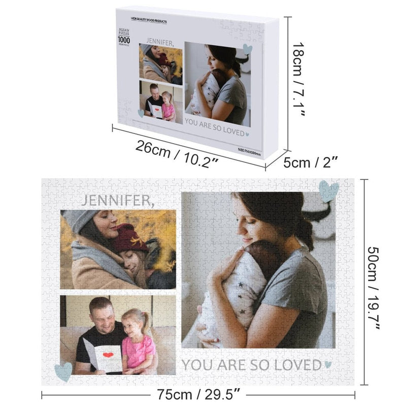 Custom Name & Photo Family Personalized Wooden Picture Jigsaw Puzzle