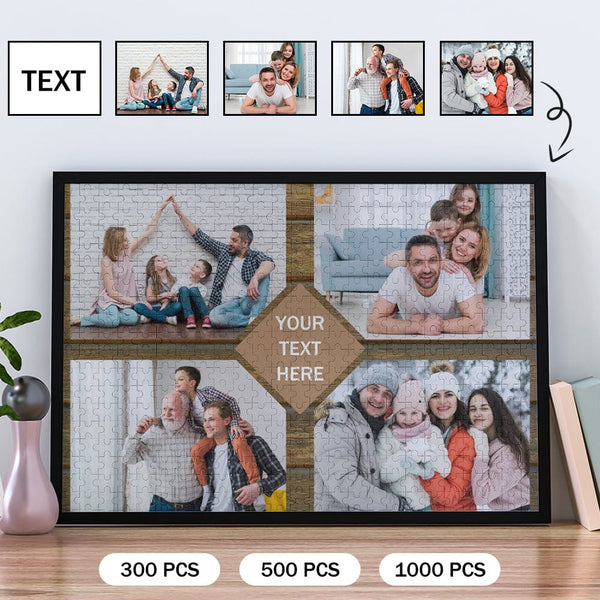 Custom Photo & Text My Family Personalized Wooden Picture Jigsaw Puzzle