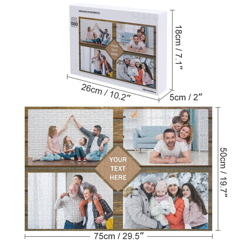 Custom Photo & Text My Family Personalized Wooden Picture Jigsaw Puzzle