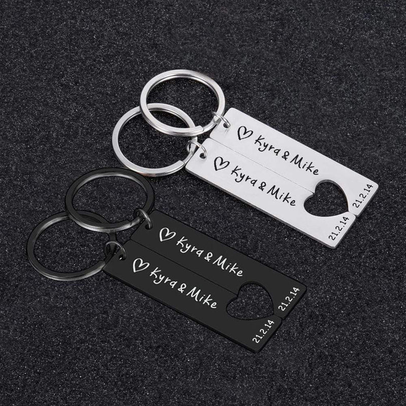 2PCS Personalized Name&Date Keychain