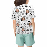 Custom Face Cat Black White Little Boys and Girls Polo Shirt