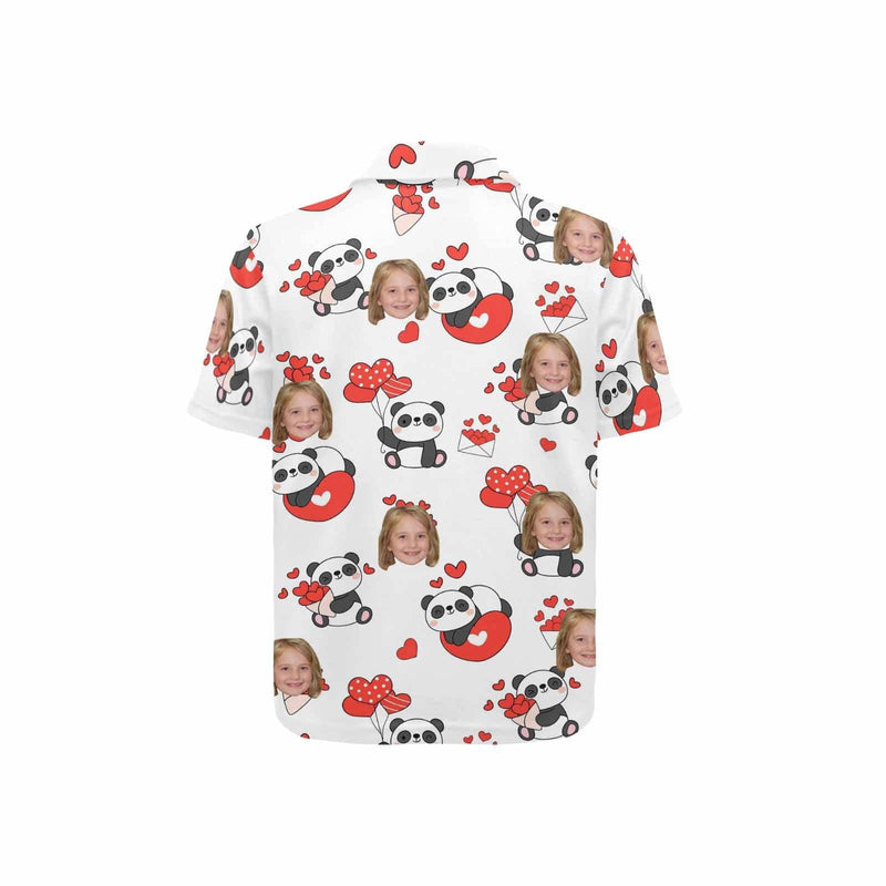 Custom Face Panda Heart Girls' Polo Shirt