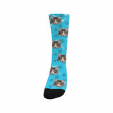 Custom Cat Face Socks Funny Printed Photo Pet Socks Personalized Picture Footprint Kid's Socks