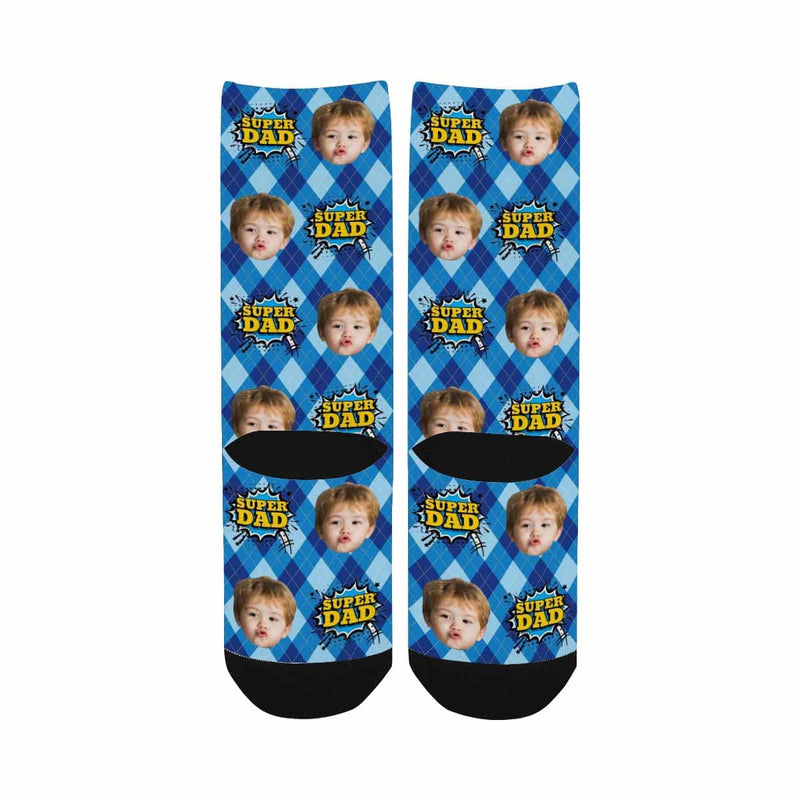 Fathers Day Socks With Custom Face Super Dad Personalized Kid's Socks Gift For Australian Father's Day