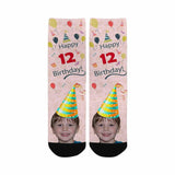 Kids Custom Socks Printed With Face&Text Happy Birthday Kid's Socks Birthday Gift