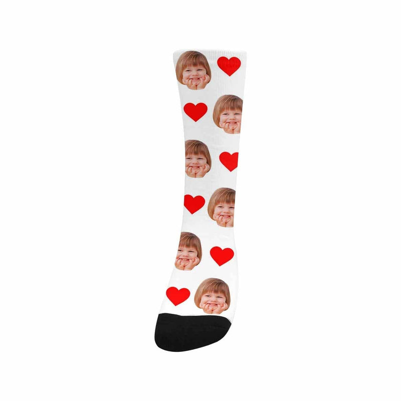 Kids Custom Socks Printed With Picture Personalized Face Love Heart Kid's Socks