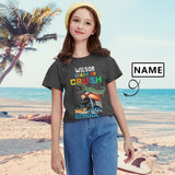 #8-16Y Custom Name Girls' All Over Print T-shirt Kids' Short Sleeve Summer Top Dragon Car Pattern Personalized Girls' T-shirt