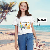 #8-16Y Custom Name Kids' All Over Print T-shirt Girls Short Sleeve T-shirt Personalized Girls' Top