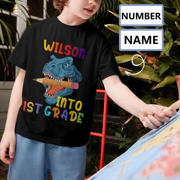 #8-16Y Custom Name&Number Boys' All Over Print T-shirt Dragon Pattern Short Sleeve Kids T-shirt Boys' Top