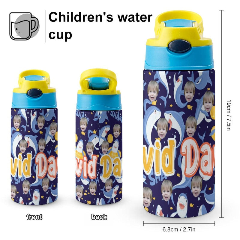 Custom Photo&Name Personalised Shark Stainless Steel Kids Drink Bottles 500ml Water Bottle