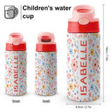 Custom Name Flowers Kids Water Bottle 12OZ Stainless Steel Personalized Drink Cup