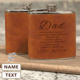 Custom Text&Name Hip Flask Leather Flask 6 OZ for Fathers Day Gift