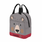 Custom Name Cartoon Bear Insulated Lunch Bag with Pockets