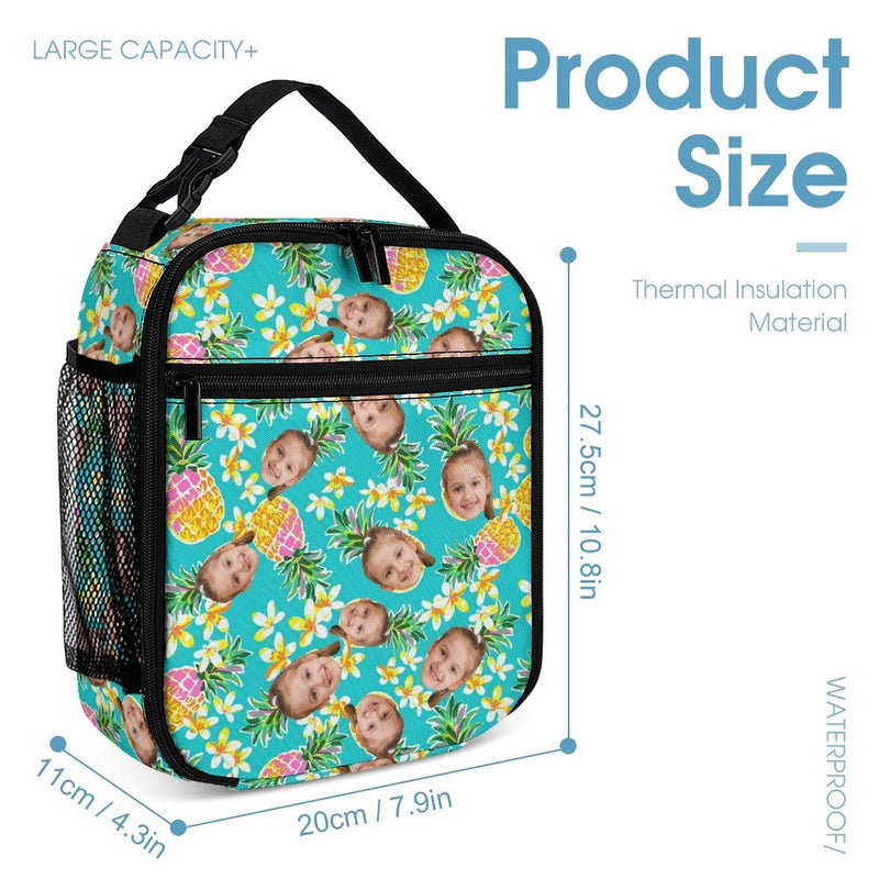 Custom Face Portable Blue Insulated Lunch Bag