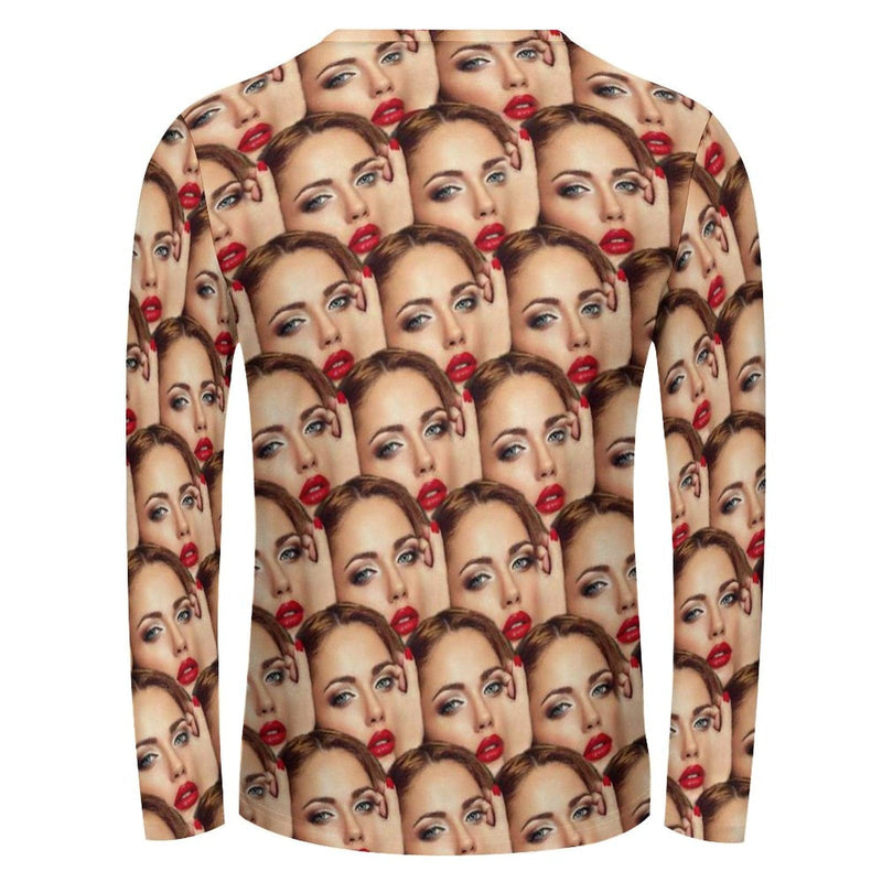 Custom Face Men's Full Print Long Sleeve T-Shirt with Seamless Girlfriend Made for You Personalized All Over Print T-shirt