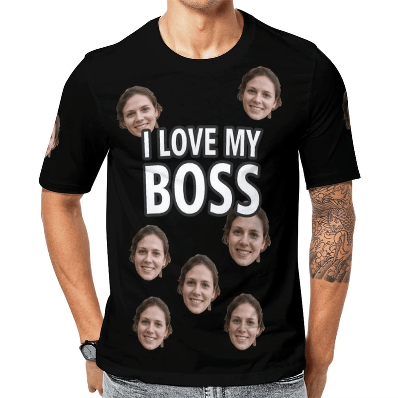 Personalized Photo T Shirt I Love My Boss With Boss's Face