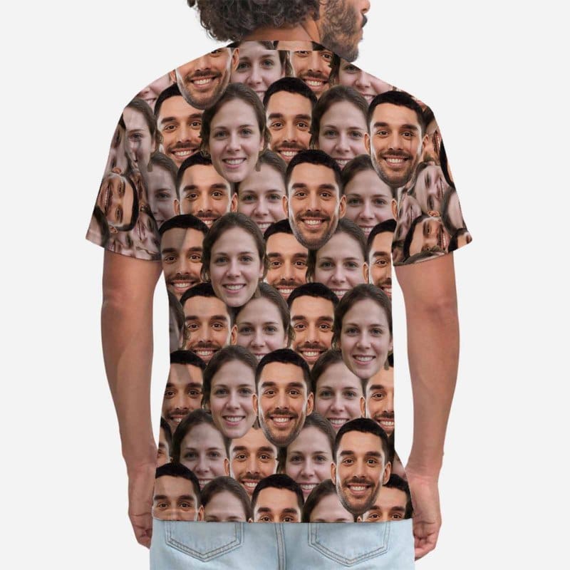 Custom Face Seamless Shirts Put Your Face on Men's All Over Print T-shirt Unique Design Gift for Him