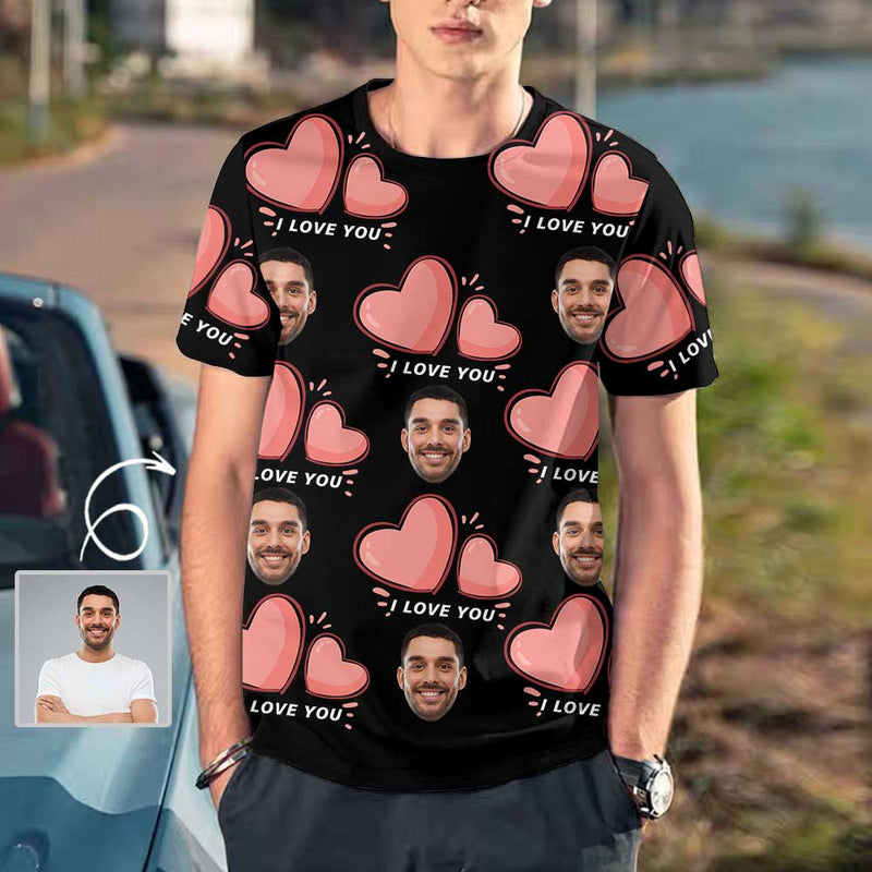 Men Custom Face I Love You Personalized Shirts with Pictures All Over