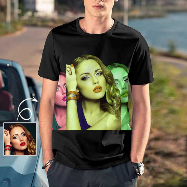 Custom Shirts with Personalized Pictures Colourful Unique Design Men's All Over Print T-shirt