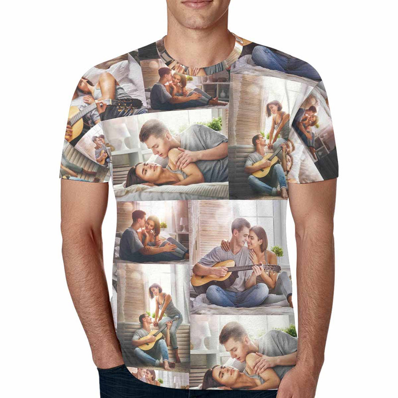 S-6XL Full Size-Custom 5 Photos All Over Print  T-shirt for Men Women Best Memory Gift