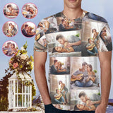 Custom 5 Photos All Over Print T-shirt for Men Best Memory Gift