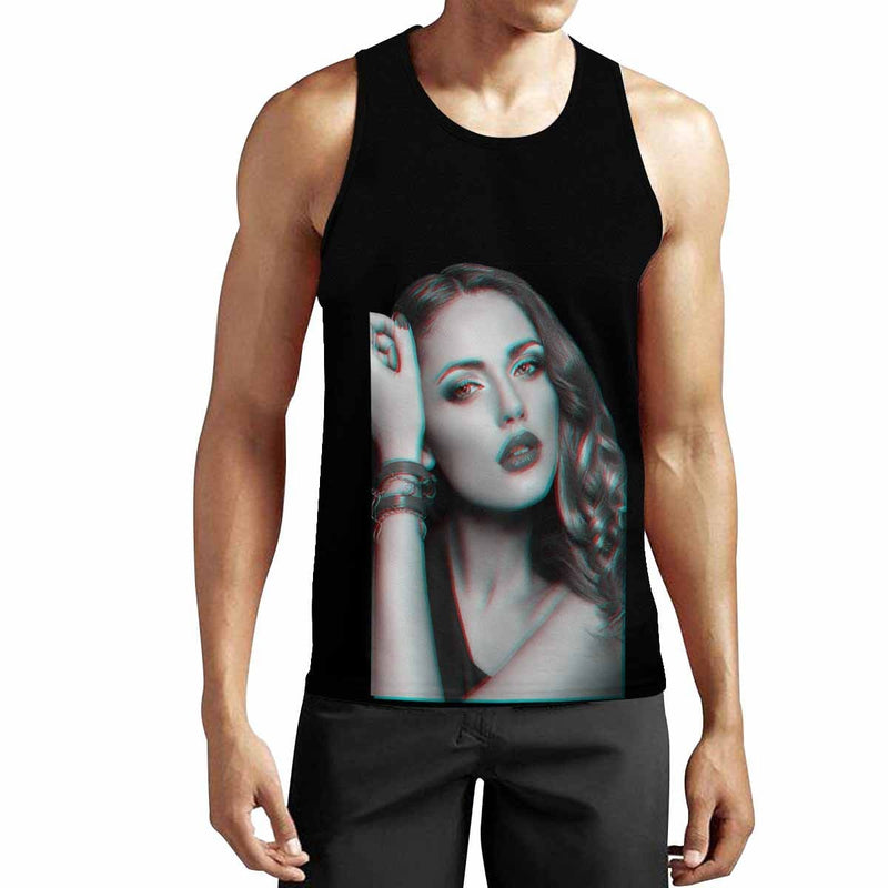 Personalized Men's Tank Top With Girlfriend's Photo On It Best Gift For Him