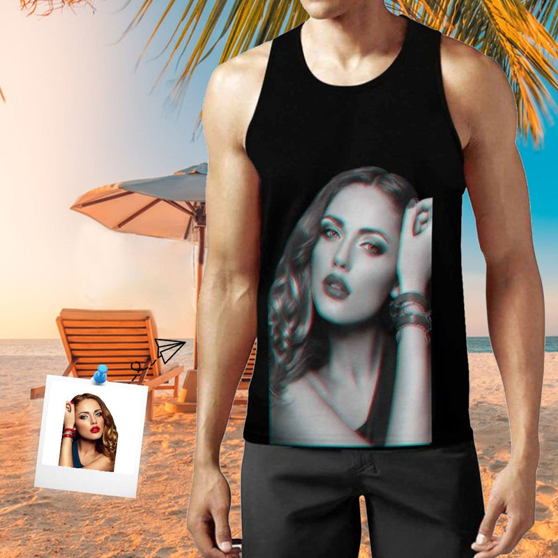 Personalized Men's Tank Top With Girlfriend's Photo On It Best Gift For Him