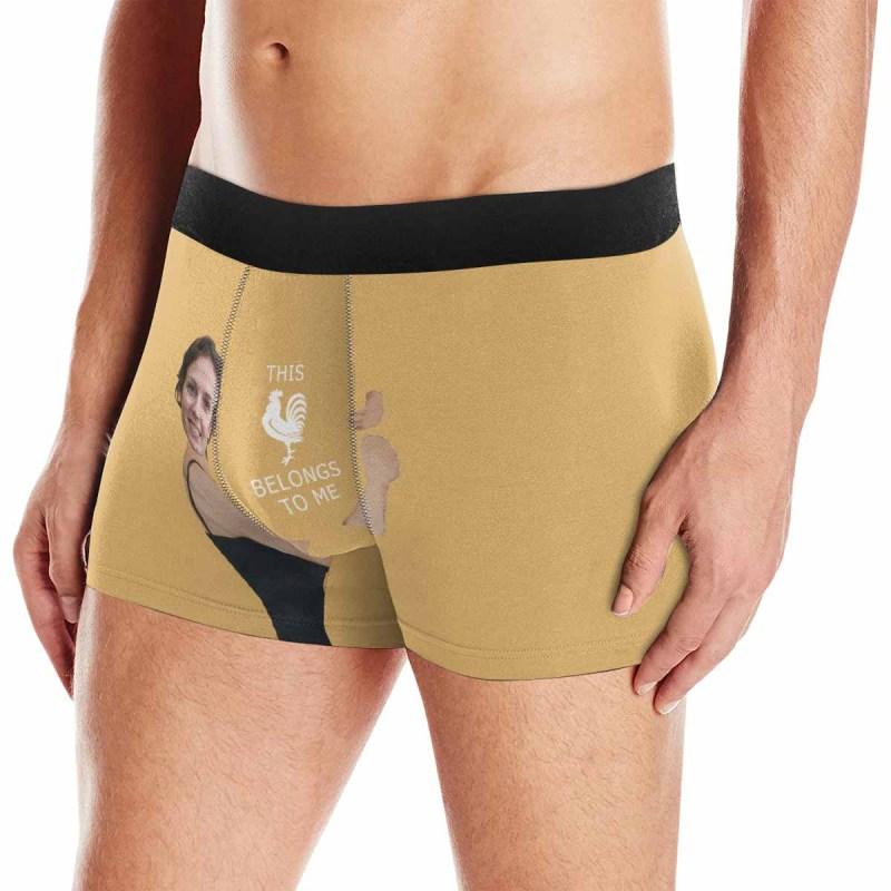 Custom Face Belongs To Me Hug Men's Boxer Briefs Personalized Boxers Underwear With Picture For Valentine's Day Gift