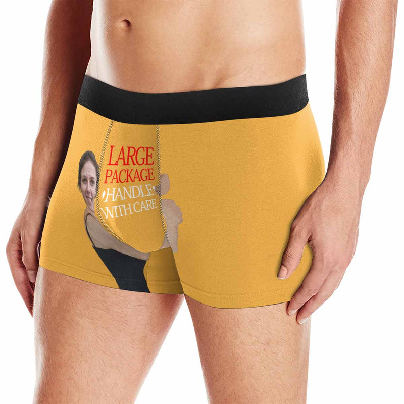 Custom Face Boxer Underwear Large Package Personalized Men's All-Over Print Boxer Briefs Design Your Own Underwear For Valentine's Day Gift
