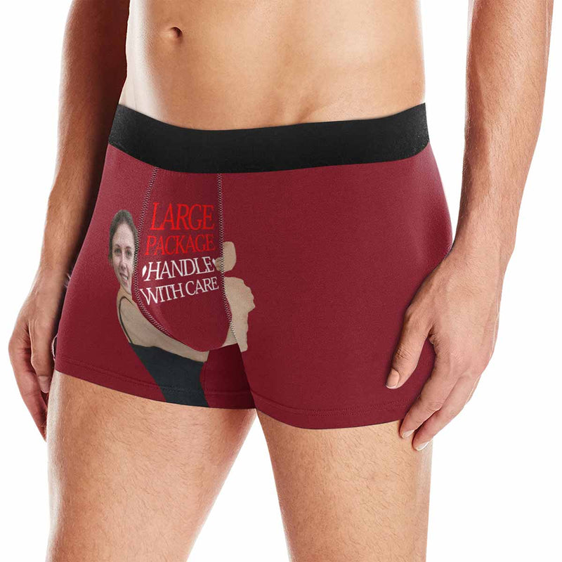 Custom Face Boxer Underwear Large Package Personalized Men's All-Over Print Boxer Briefs Design Your Own Underwear For Valentine's Day Gift