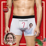 Custom Face Candy Cane Men's Underwear Personalized Boxer Design Gift