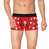 Custom Face Mens Pocket Boxer Briefs Love Heart Black Personalized Men's Boxer Underwear For Valentine's Day Gift
