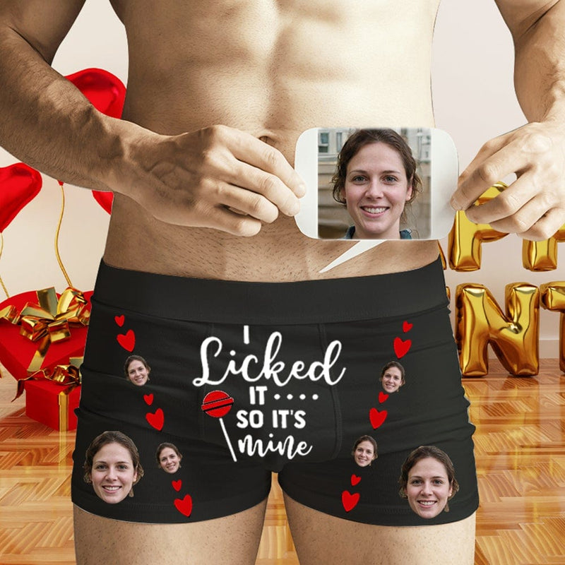 Custom?Men's?Undies I Licked It Personalized Boxer Briefs with?Face
