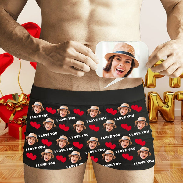 Custom Face Boxer Briefs I Love You Personalized Mens Underwear Boxers
